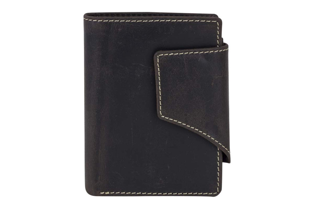 LEAS Herren und Damen Geldbörse mit Verschluss Geschenkbox Echt-Leder, braun Vintage-Collection