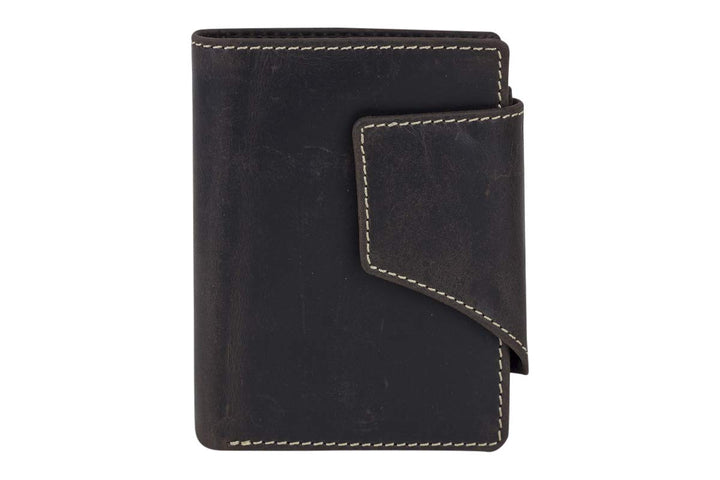 LEAS Herren und Damen Geldbörse mit Verschluss Geschenkbox Echt-Leder, braun Vintage-Collection