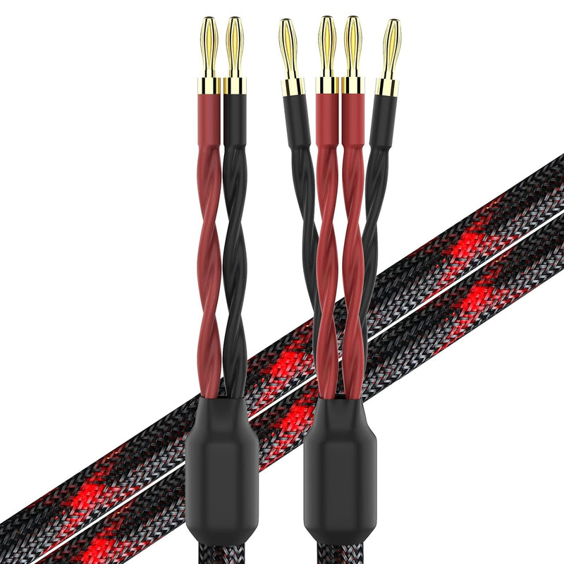 KK CABLE k4B-2B Bi-Wire Lautsprecherkabel (2 Bananenstecker - 4 Bananenstecker), 1 Paar Set (insgesa