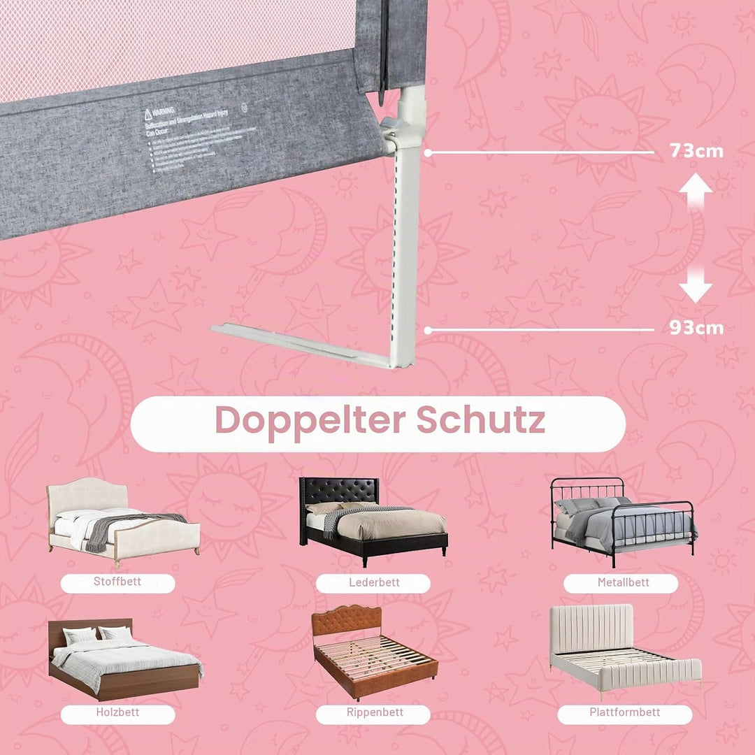 Bettgitter Rausfallschutz Rausfallschutz Kinderbett für Baby Bett &amp; Elternbett mit absenkbarem Desig