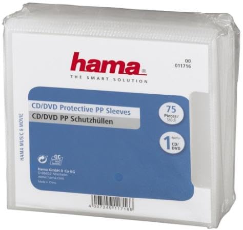 Hama CD-/DVD-Schutzhüllen, PP, 75er-Pack, Transparent 1 Transparent, 1 Transparent