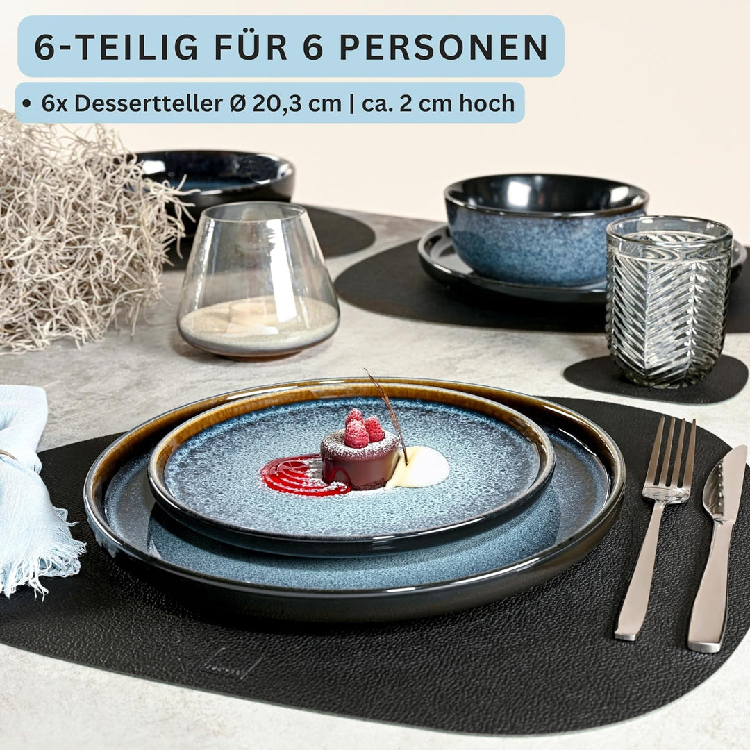 Sänger Osaka | Dessertteller 6 teilig, Steingut Teller Set 6 Personen, Kuchenteller spülmaschinenfes