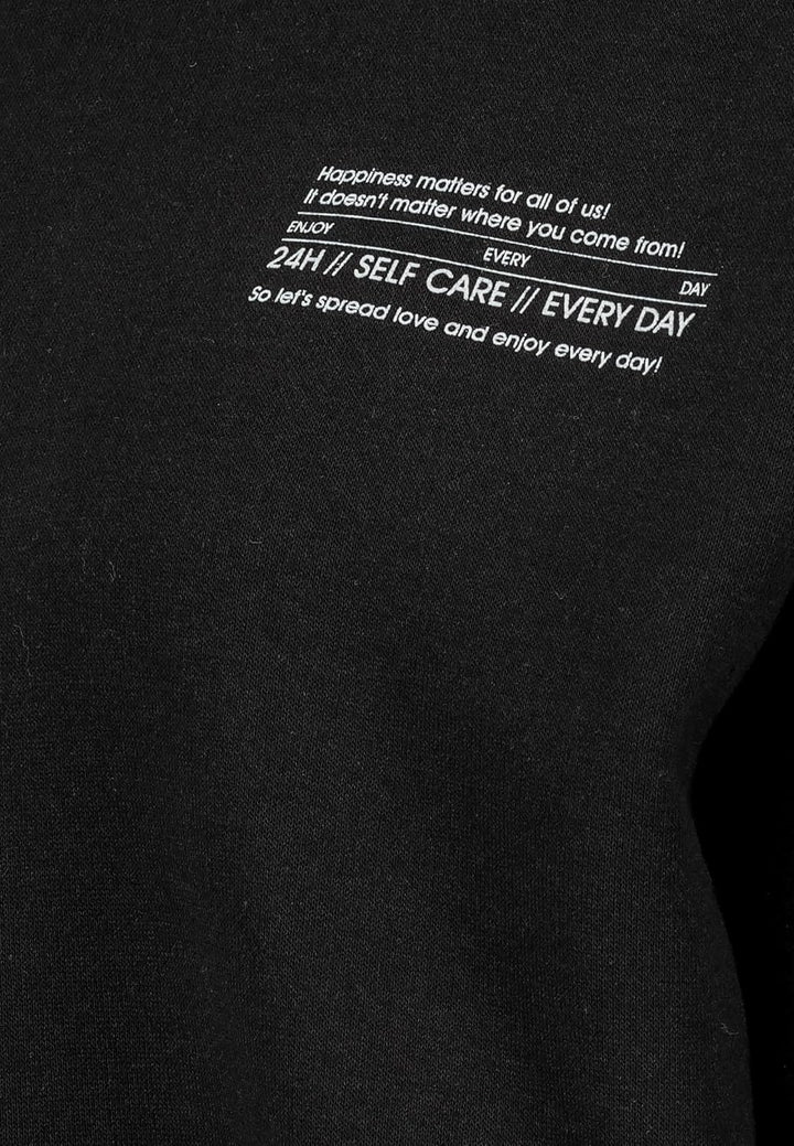Sublevel Damen Basic Pullover Hoodie mit Mini-Print XS Schwarz, XS Schwarz