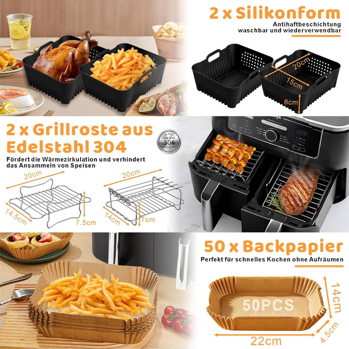 Airfryer Zubehör für Ninja Double Stack XL 9.5L Air Fryer SL400EU SL400EUCP | Heissluftfritteuse Zub