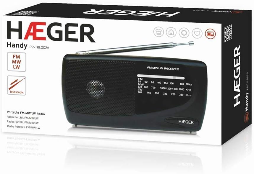 HAEGER Handy Multiband-Radio, tragbar, Am/FM/LW, mit Teleskopantenne, Kopfhöreranschluss