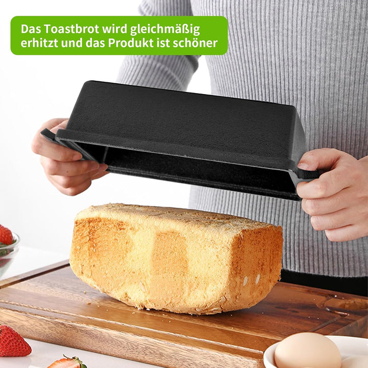 Gusseisen Brotbackform mit Deckel, 25cm Doppelohr Ideal für Ofen, Herd, Induktion &amp; Grill Europäisch