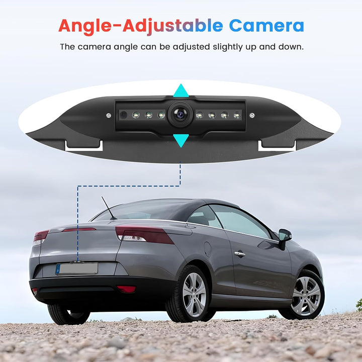 Kennzeichenrahmen EU Rückfahrkamera 7LED, Wasserdicht, Nachtsicht, Weitwinkel Full HD 1080P, Einstel