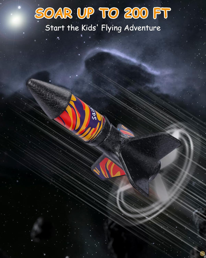 SainSmart Jr. Rakete Spielzeug mit Fallschirm, bis 61 m (Flame) | Motorisierte Rakete, Mit Fallschir