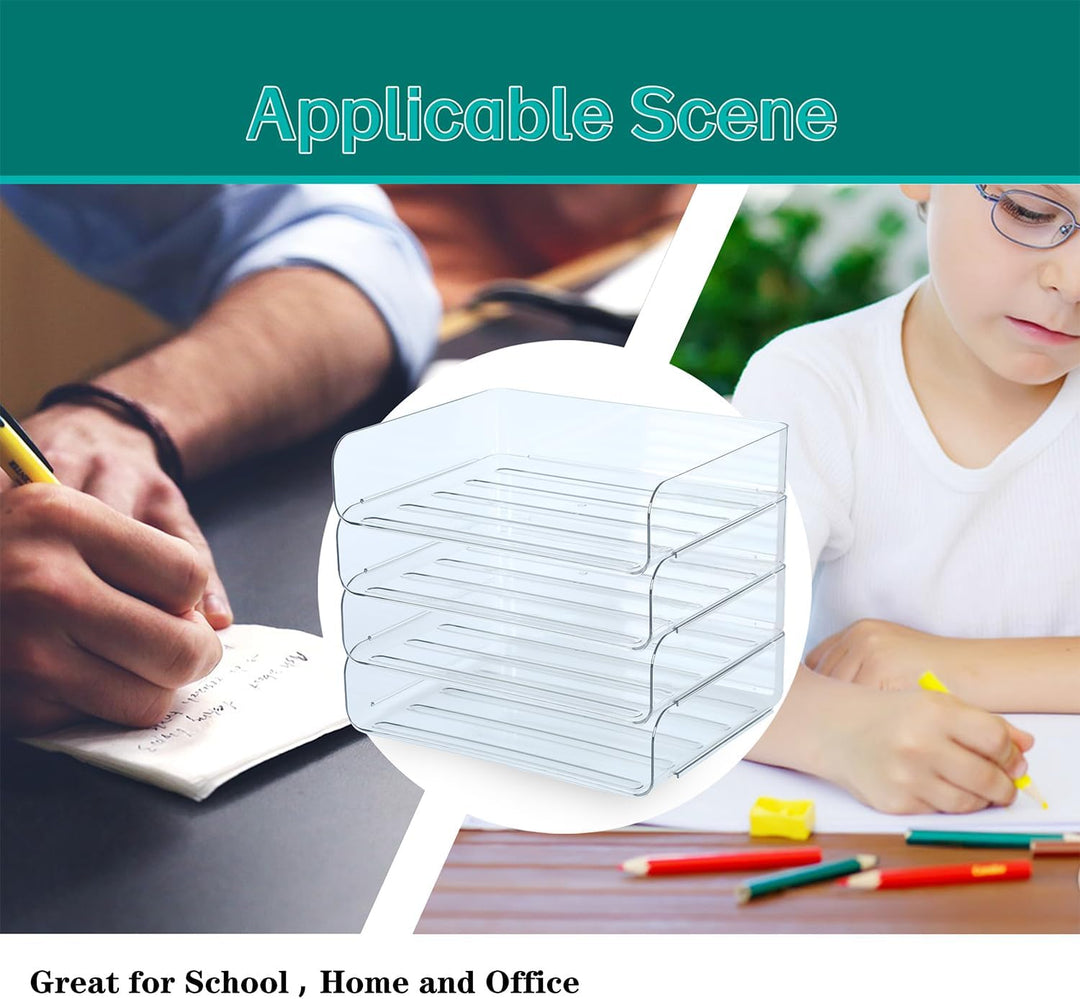 4-stöckige Ablagekorb für A4, Dokumentenablage aus PET Kunststoff, Briefkorb, Briefablage Organizer