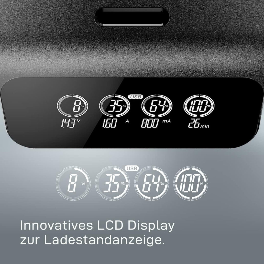 VARTA Akku Ladegerät, inkl. 4x AA 2100mAh, Batterieladegerät für wiederaufladbare AA/AAA, LCD Smart