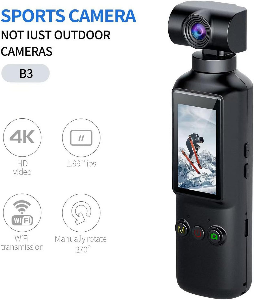 OBEST Action Cam 4K mit 64GB Mini Action Kamera Handheld WiFi Bodycam Körperkamera mit 270° Gedrehte