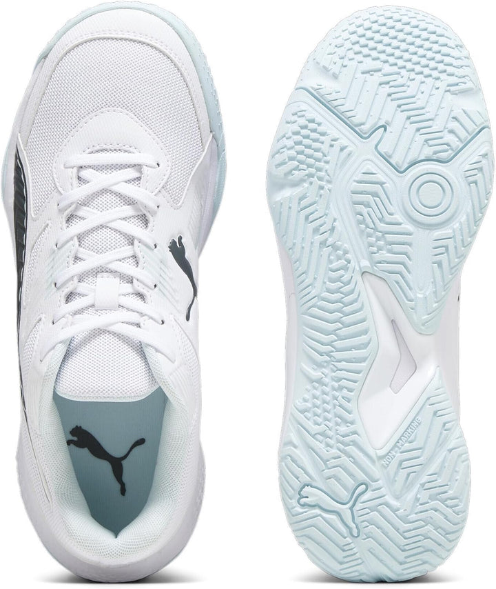 PUMA Unisex Solarflash Ii Indoor Court Shoe 38.5 EU Puma White Nitro Blue Shadow Gray, 38.5 EU Puma