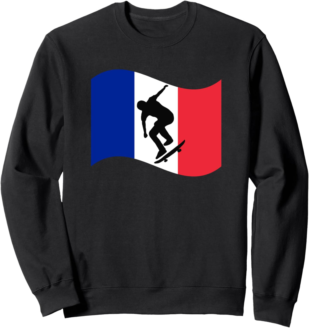 Frankreich Flagge Skateboarder Skateboarder Sport Skateboarder Sweatshirt
