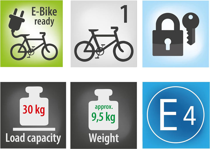 EUFAB 11559 Fahrradträger AMBER 1, E-Bike geeignet, teilweise vormontiert, für 1 Fahrrad, für