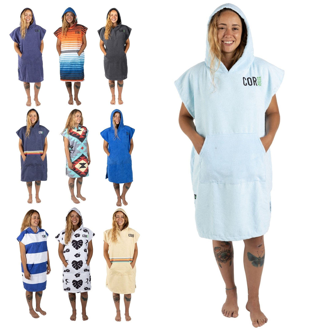 COR Surf Schnelltrocknend Surf Poncho Herren und Damen, Umkleidehilfe extra lang aus Mikrofaser – Ba