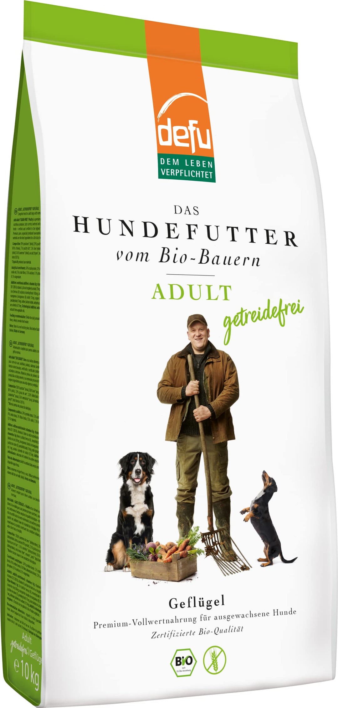 defu Hund | Adult getreidefrei Bio Geflügel | Premium Bio Trockenfutter | Hundefutter für ausgewachs