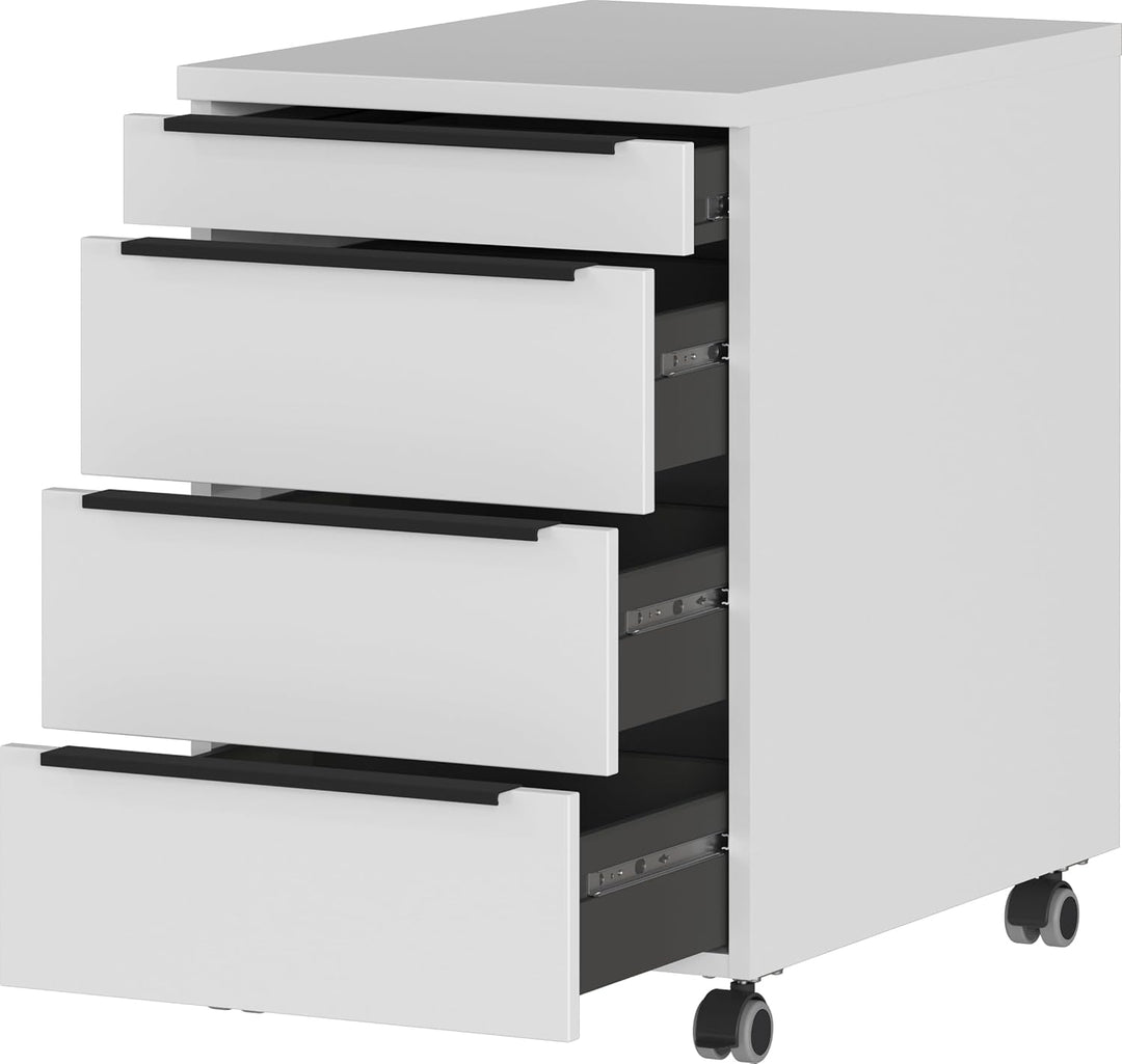 Germania Rollcontainer 4377-69, in Lichtgrau, mit Utensilienfach, 42 x 63 x 60 cm (BxHxT), Lichtgrau