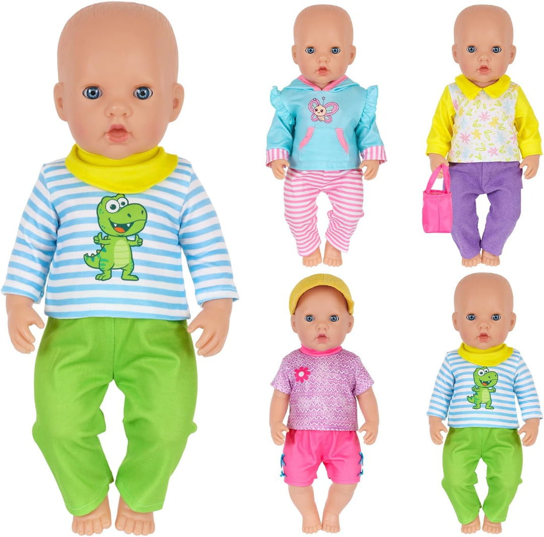 7 Teile Kleidung und Zubehör für Puppen 35-45 cm und 14-18 Zoll Farbige Puppenkleidung Enthält Obert