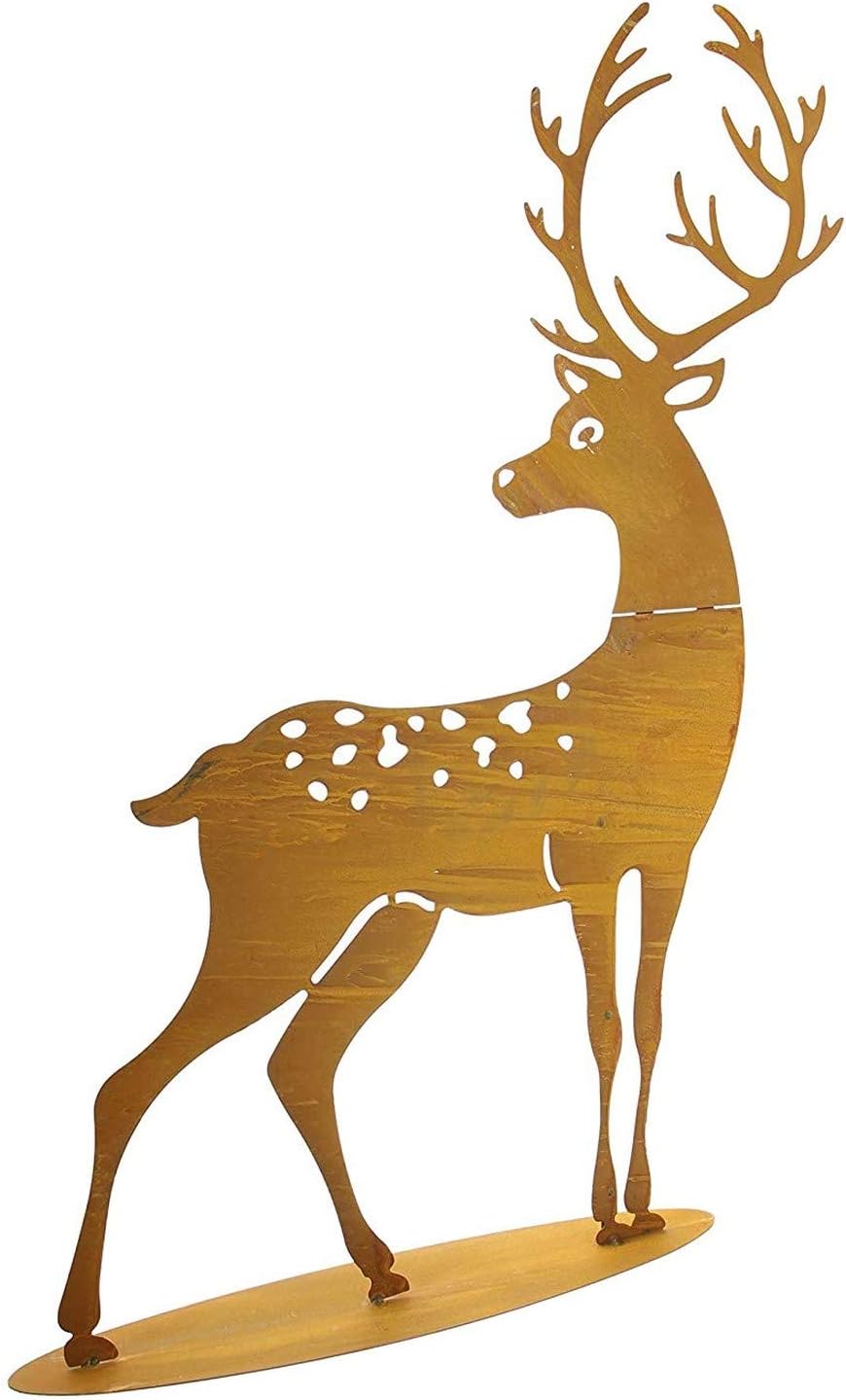 Dekoleidenschaft grosser Metall-Hirsch m Rost-Design, für Innen + Draussen geeignet, Gartendeko, Dek