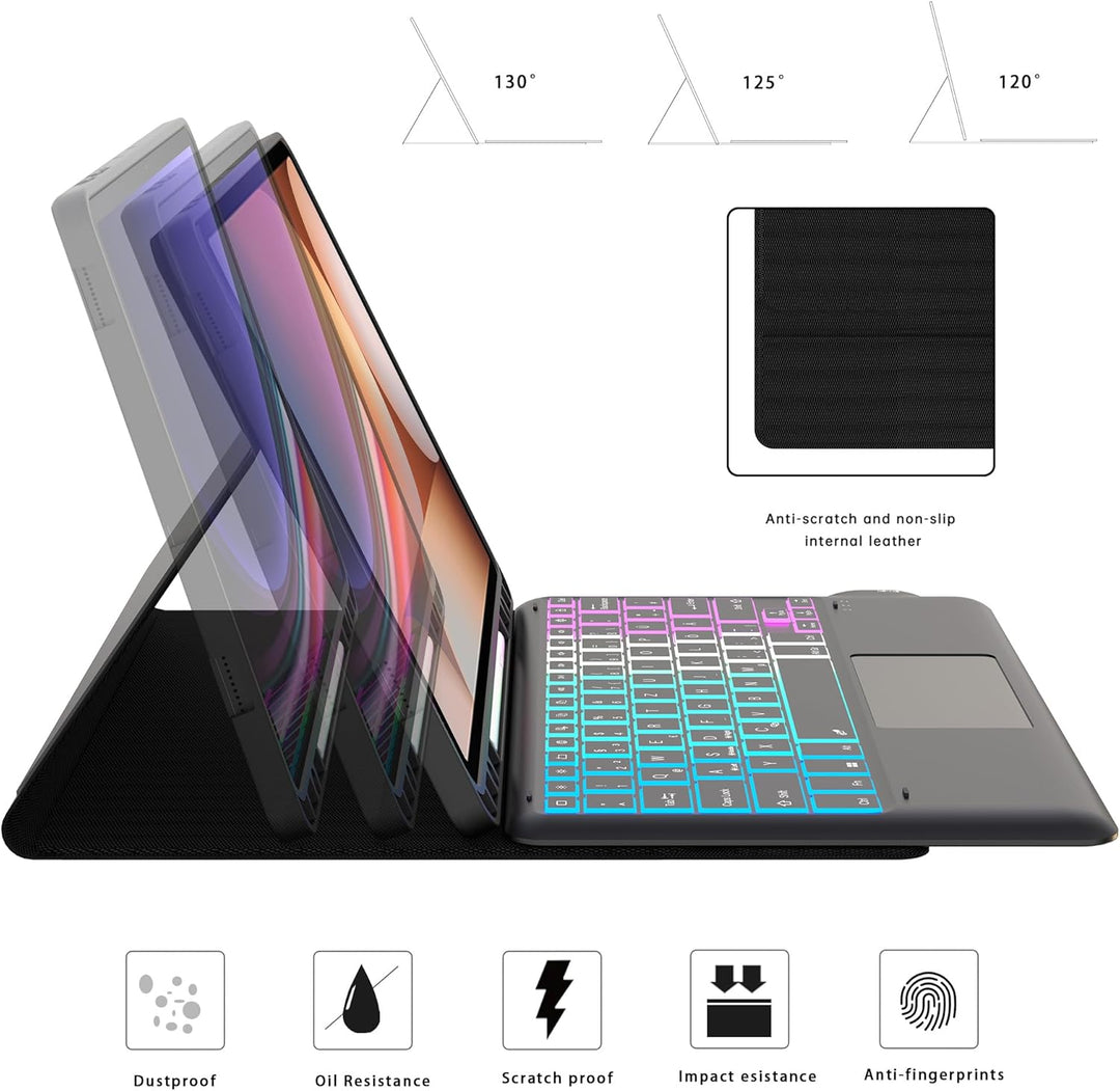 ROOFEI Galaxy Tab S9 FE+/S9 Plus Hülle mit Tastatur: 12.4 Zoll Galaxy Tab S9+ Abnehmbar Tastatur mit