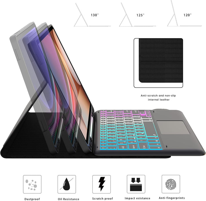 ROOFEI Galaxy Tab S9 FE+/S9 Plus Hülle mit Tastatur: 12.4 Zoll Galaxy Tab S9+ Abnehmbar Tastatur mit