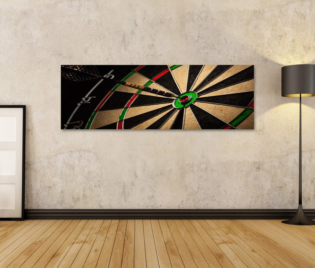 islandburner Bild auf Leinwand Dart In Bulls Eye Close Up Bilder Wandbilder Poster Leinwand 120x40cm