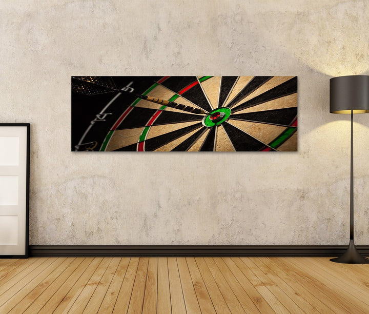 islandburner Bild auf Leinwand Dart In Bulls Eye Close Up Bilder Wandbilder Poster Leinwand 120x40cm