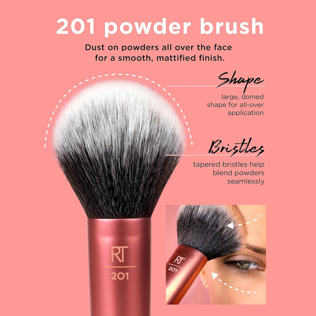 Real Techniques Artist Essentials, 120 g & Puder Make-up Pinsel (Verpackung und Grifffarbe können va