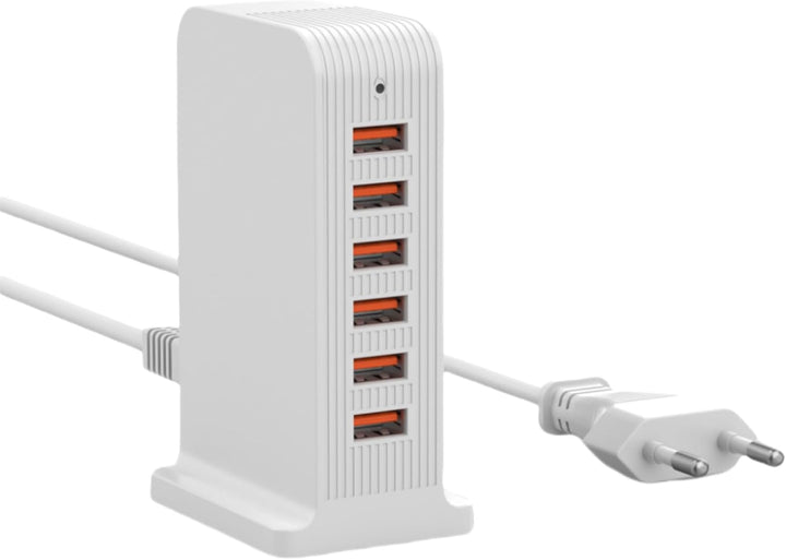 POANES 50W USB Ladegerät Mehrfach 6 Port USB Netzteile Handy Ladestation Weiss Steckdose für iPhone