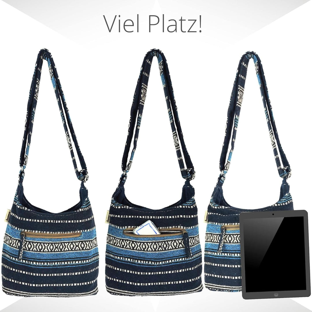 Sunsa Damen Umhängetasche. Hobo Tasche aus gewebter Baumwolle mit verstellbare Henkel. Crossbody Sch