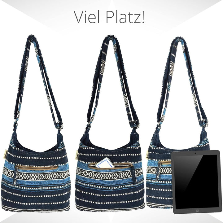 Sunsa Damen Umhängetasche. Hobo Tasche aus gewebter Baumwolle mit verstellbare Henkel. Crossbody Sch