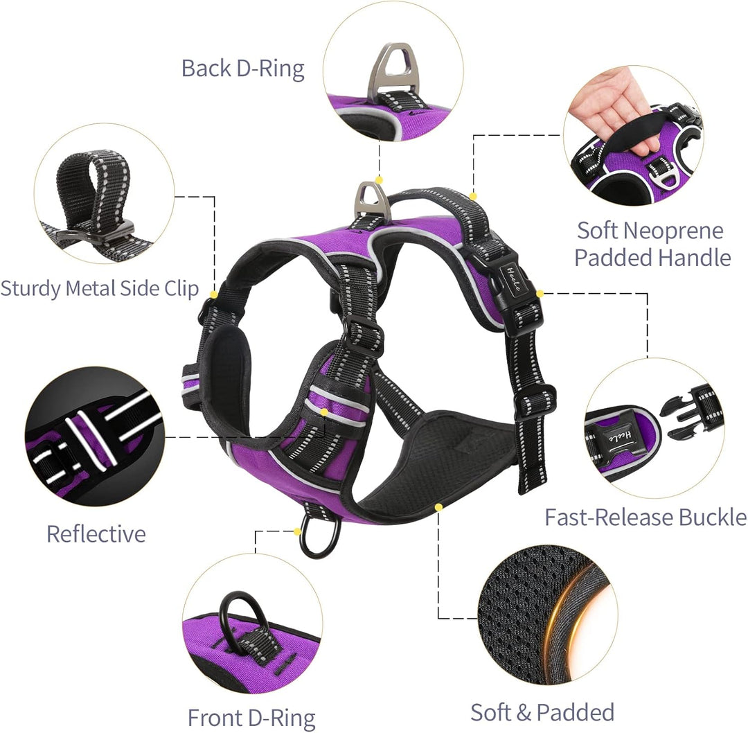 HEELE Hundegeschirr, Zugentlastung, reflektierend, mit gepolstertem Griff, Kontrolle, 2 Metallringe,