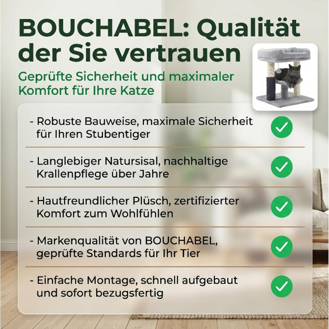 Kleiner Kratzbaum kompakt 49 cm – Katzenkratzbaum klein für Jede Wohnung | Katzenkratzbaum mit Sisal