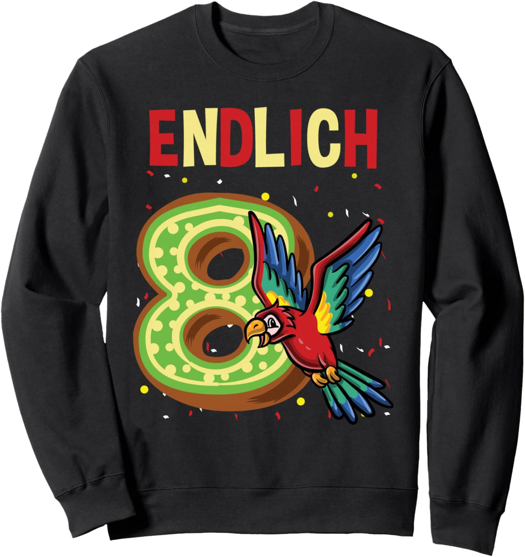 Geschenk 8 Jahre alt Papagei Kinder Geburtstag Sweatshirt