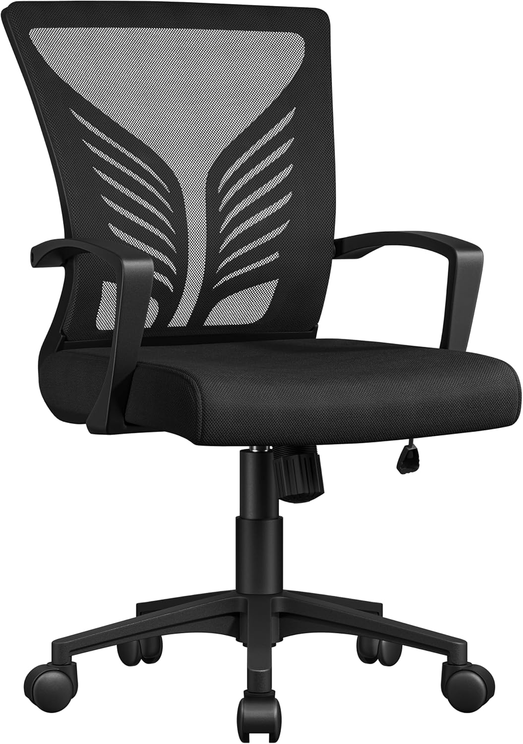 Yaheetech Bürostuhl Ergonomisch, Höhenverstellbarer Schreibtischstuhl mit Lendenwirbelstütze im Schm