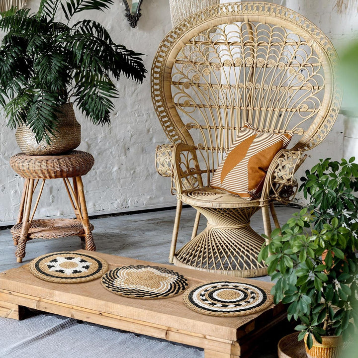 Boho Wandkorb Dekor Set von 3 dekorativen Bulrush Gewebter Korb Wanddekor Set Rustikale Hängende Han