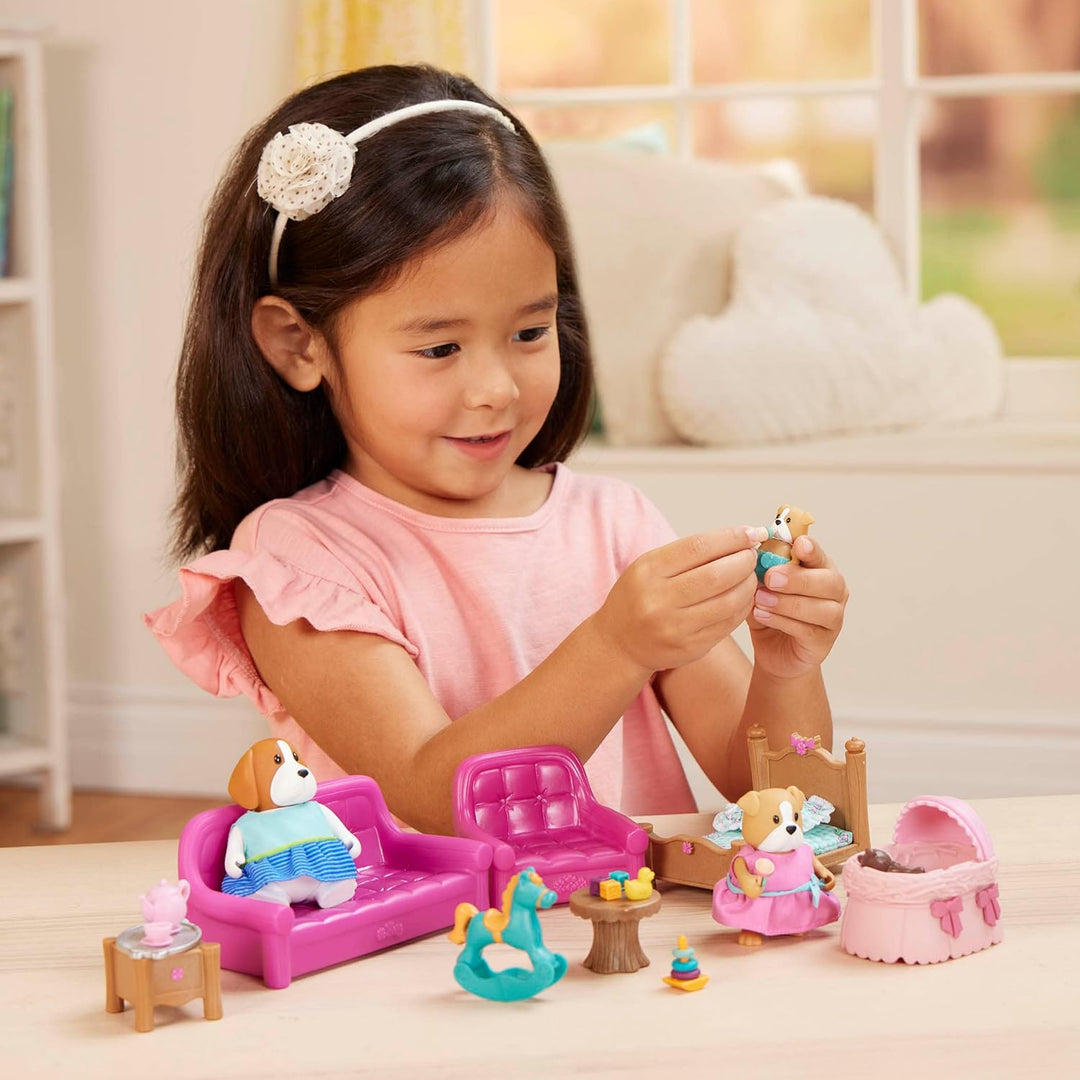 Li'l Woodzeez - Wohnzimmer & Kinderzimmer Set - Miniatur-Möbel - Puppenmöbel - Spielhaus-Zubehör - S