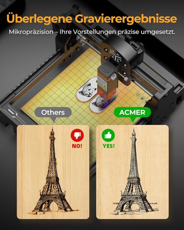 Acmer T1 Lasergravierer 3.5W, Tragbarer Mini Lasergravur Maschine, 0.01mm HochpräZiser Laser Cutter,