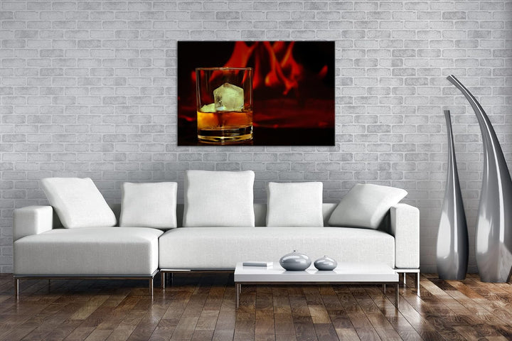 deyoli Glas edlen Whisky Format: 100x70 als Leinwandbild, Motiv fertig gerahmt auf Echtholzrahmen, H