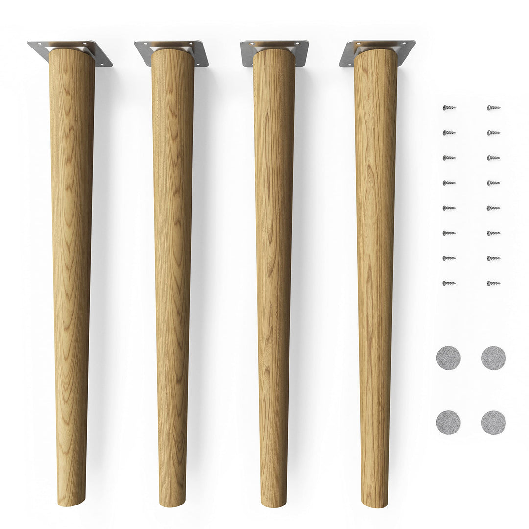 Sossai® Holz-Tischbeine - Clif Round | Öl-Finish | Höhe: 45 cm | HMF1 | rund, konisch (gerade Ausfüh