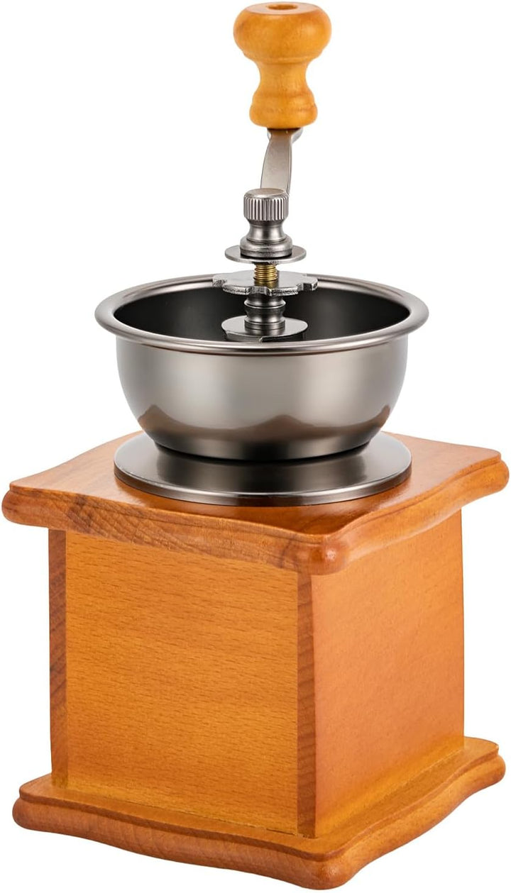 Retro Kaffeemühle Manuelle Kaffeemühle Handmühle für Kaffeebohnen Holz Einstellbare Rauheit Kaffeebo