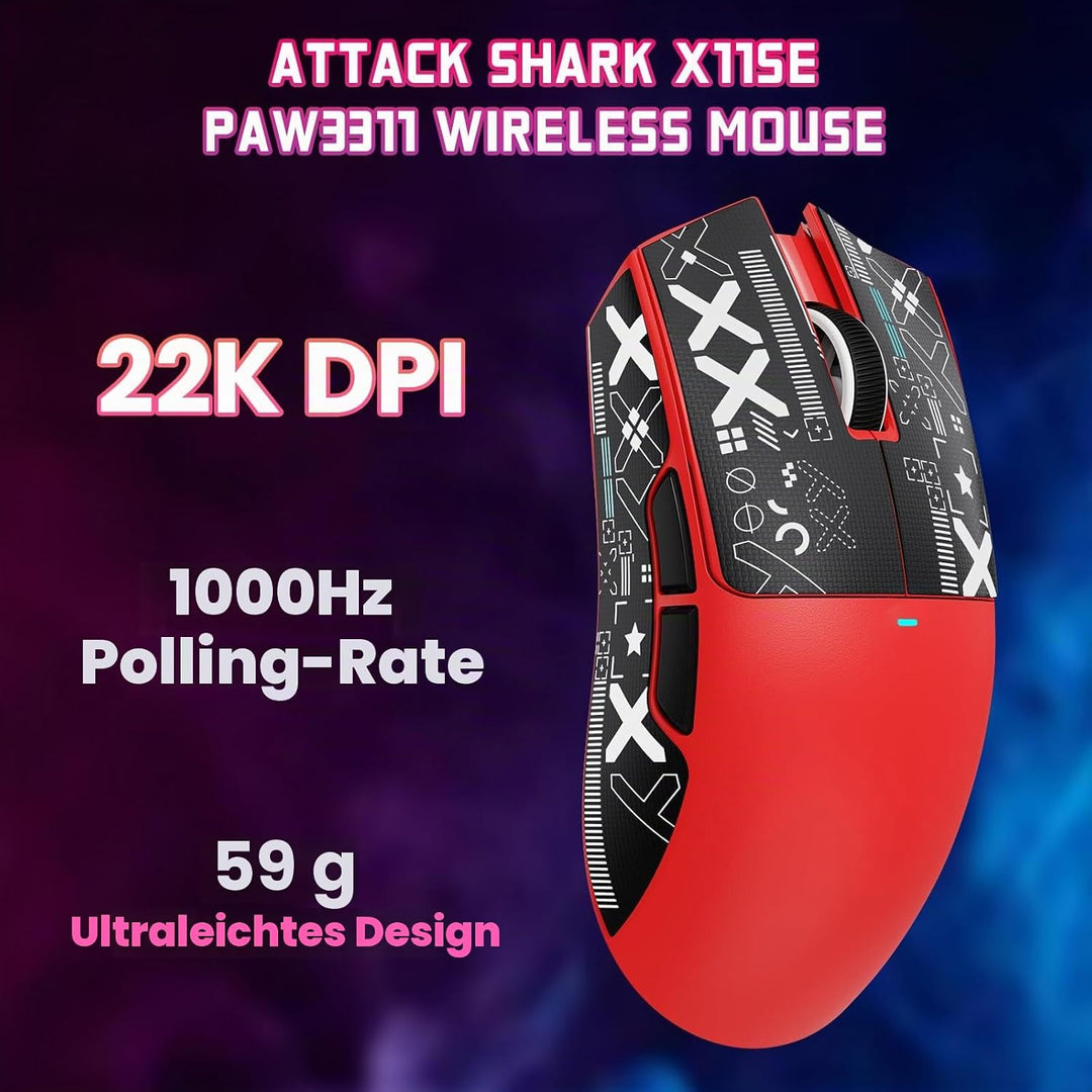 ATTACK SHARK X11 SE Kabellose Gaming-Maus, PixArt PAW3311 Gaming-Sensor, BT/2.4G Wireless/Kabelgebun