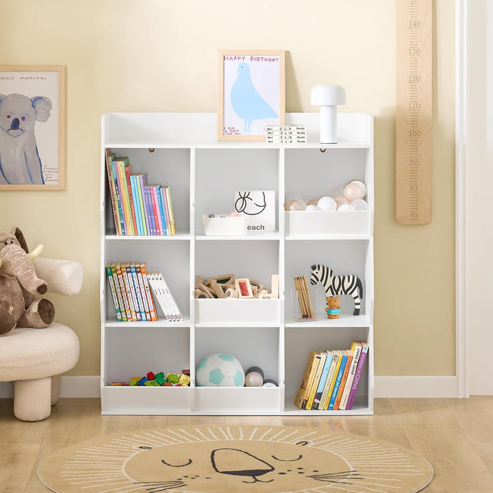 SoBuy Kinder Bücherregal Montessori Regal Kinderzimmer mit 9 offenen Fächern Kinderregal für Spielze