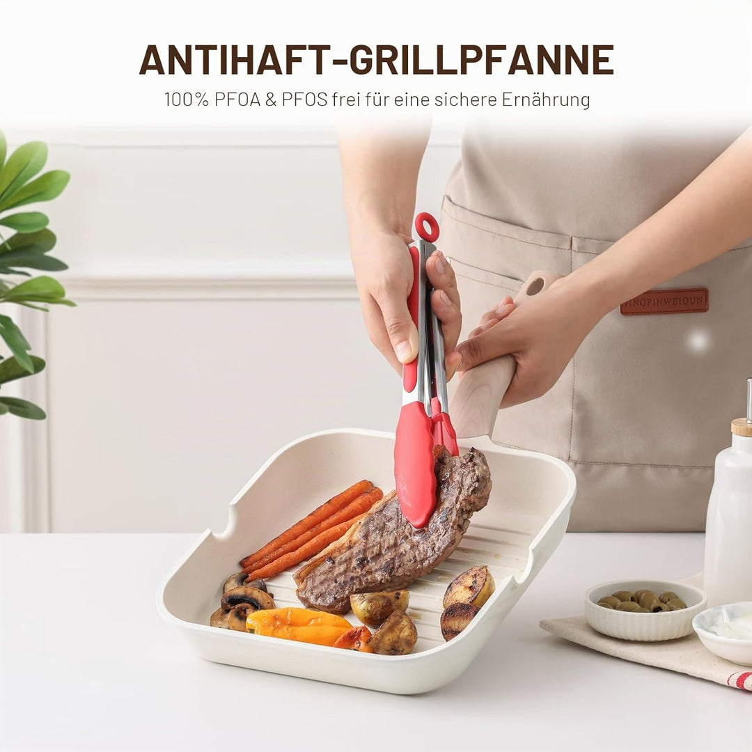 Kordisen Antihaftbeschichtete Grillpfanne für Herdplatten, 28 cm, quadratische Grillpfanne für Innen