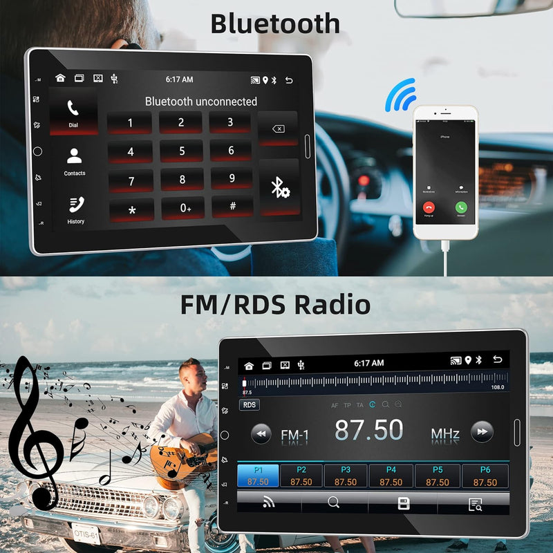 Android 11 Autoradio 1 Din mit Navi GPS Bluetooth Freisprecheinrichtung 10.1 Zoll Touchscreen Auto M