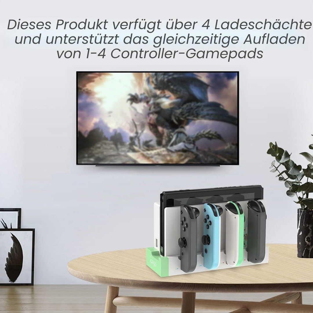 Ladestation kompatibel mit Nintendo Switch & Switch OLED Modell Joycons, Switch Controller Ladegerät