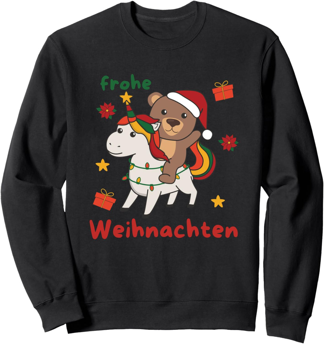 Weihnachts Einhorn Bär frohe Weihnachten Einhorn Bären Sweatshirt
