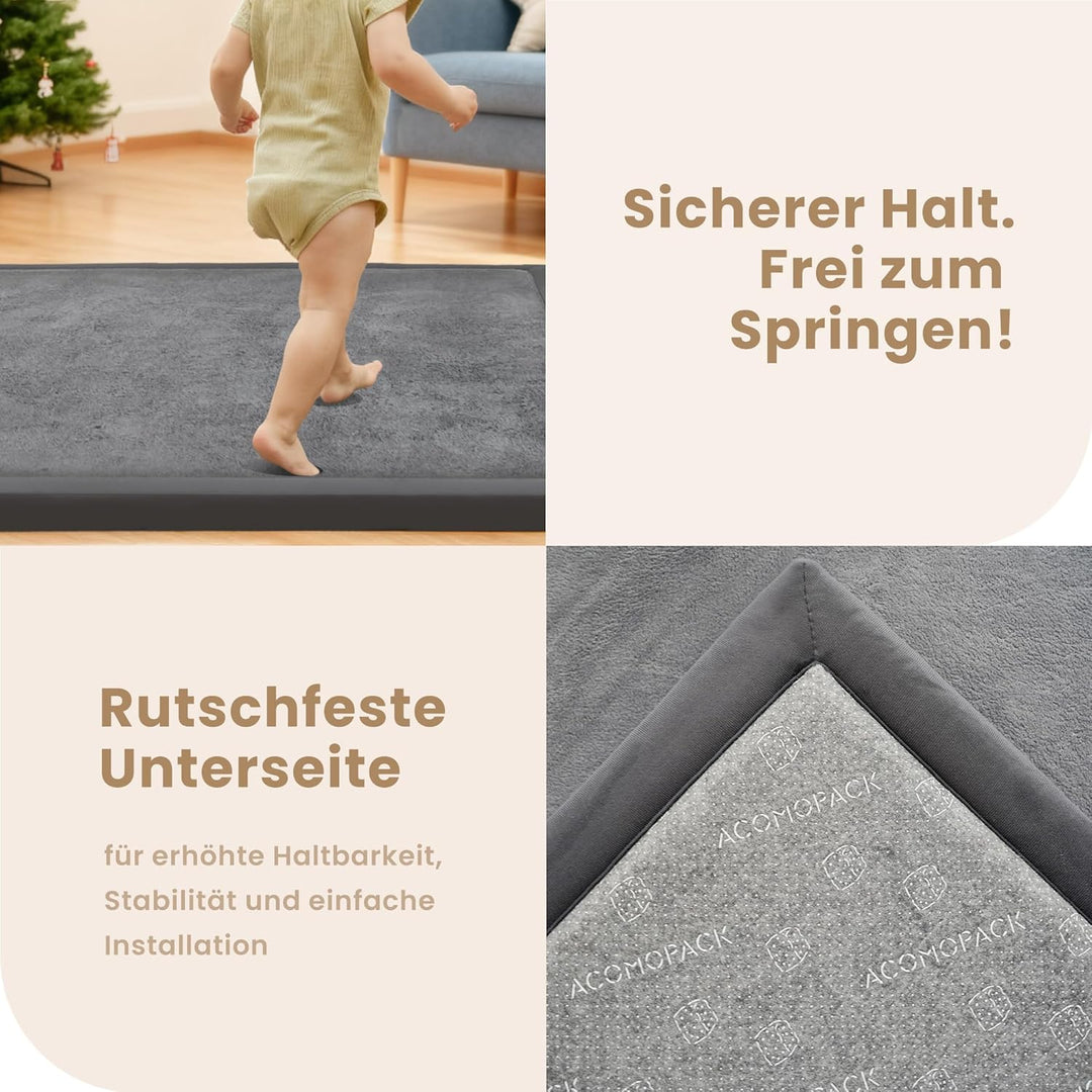 ACOMOPACK Baby Krabbelmatte 127x127x3.5cm Dicke Spielmatte mit Schaumfüllung Rutschfester Unterseite