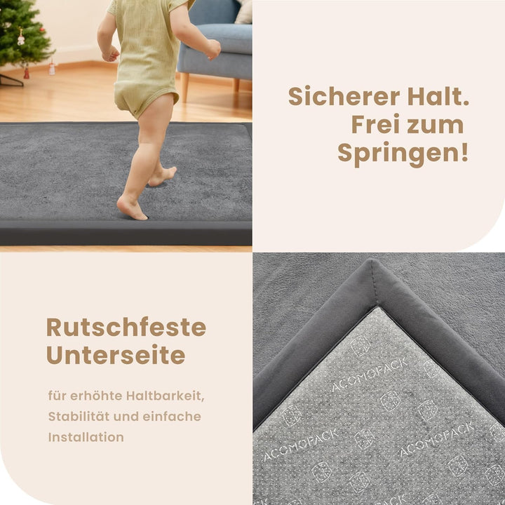 ACOMOPACK Baby Krabbelmatte 127x127x3.5cm Dicke Spielmatte mit Schaumfüllung Rutschfester Unterseite