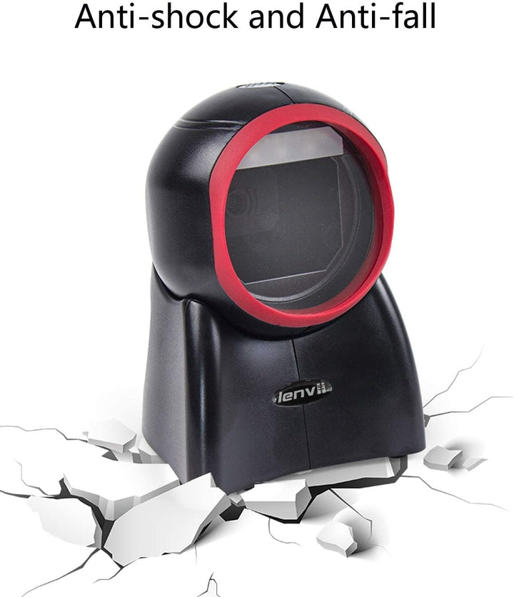LENVII Omnidirektionaler Freisprech QR Code lesegerät, Desktop Barcode Scanner 1D/2D/QR Code Scanner